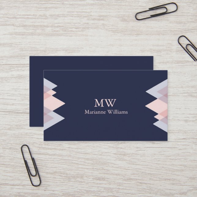 Navy Blue Arrow Women's Professional Business Card (Front/Back In Situ)