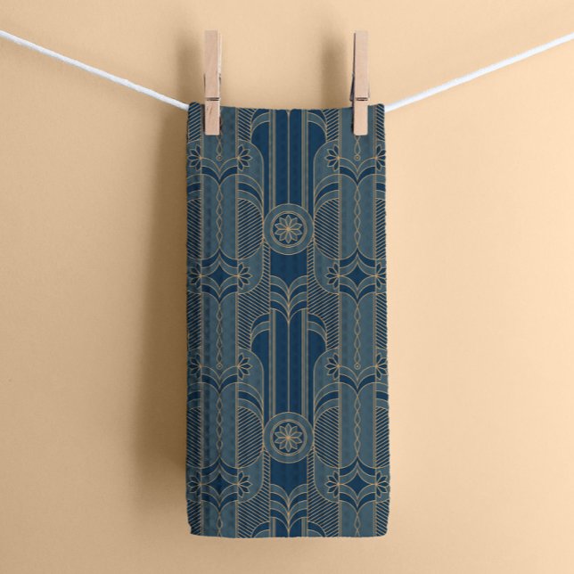 Navy Blue Art Deco Kitchen Tea Towel (Creator Uploaded)