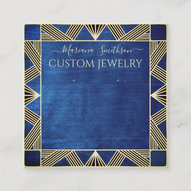    Navy Blue Art Deco Large Earrings Display Cards (Front)