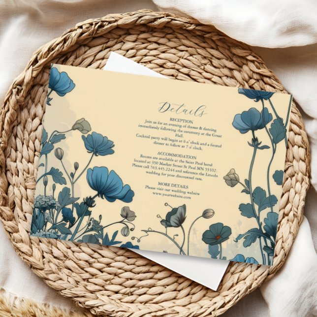 Navy Blue Art Nouveau Wedding Enclosure Card (Creator Uploaded)