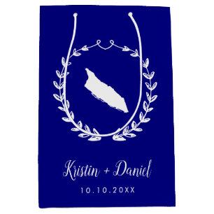 Navy Blue Aruba Map Wedding Welcome Swag Medium Gift Bag