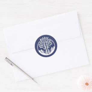 Navy Blue Aspen Tree Wedding Classic Round Sticker
