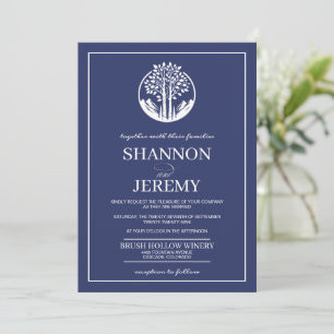 Navy Blue Aspen Tree Wedding Invitation