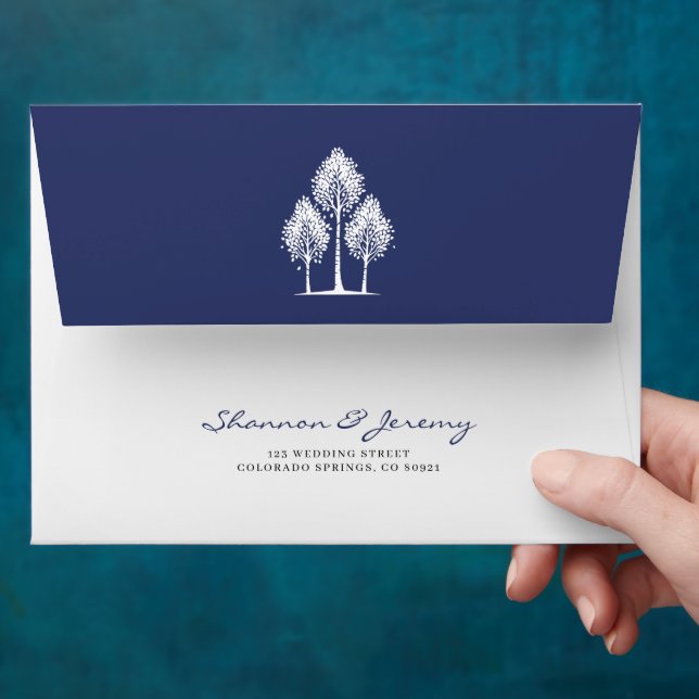 Navy Blue Aspen Wedding Envelope (Hand)