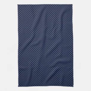 Navy Blue Automotive Carbon Fibre Weave Print Tea Towel