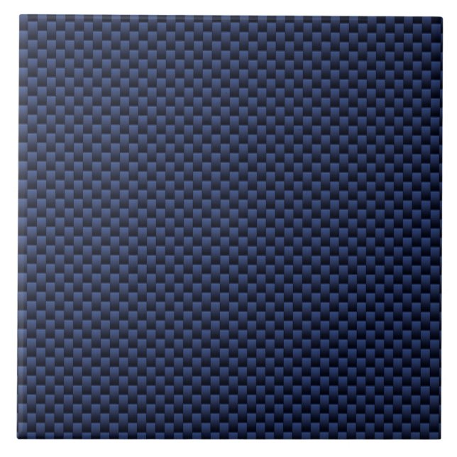 Navy Blue Automotive Carbon Fibre Weave Print Tile (Front)