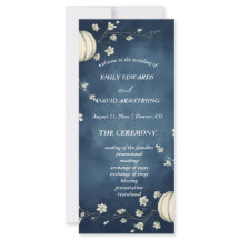 Navy Blue Autumn Pumpkin Wedding Program