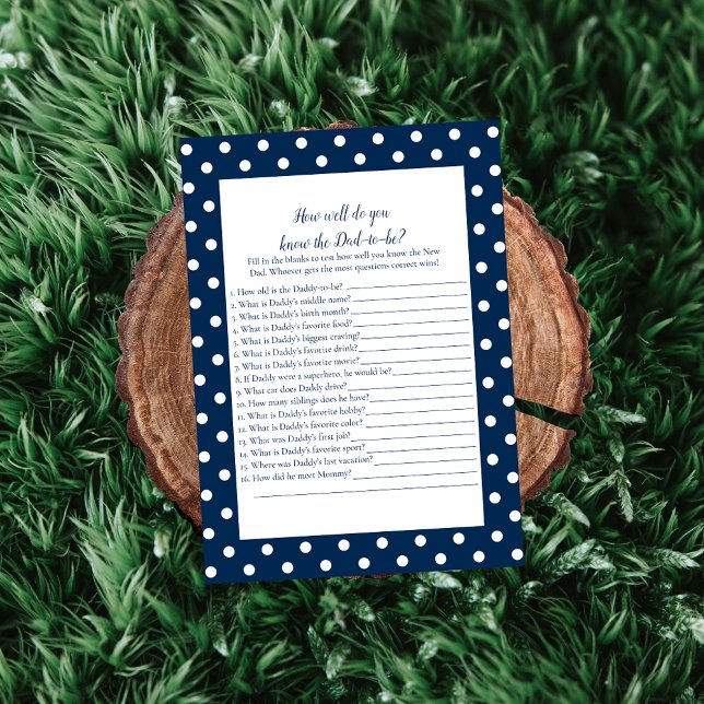 Navy Blue Baby Bow Who Knows Dad Best Shower Game Invitation (Creator Uploaded)