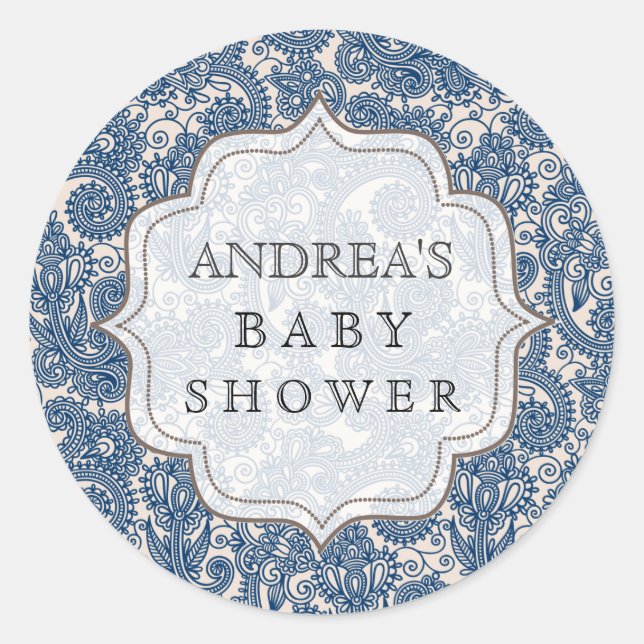 Navy Blue Baby Shower Dessert Table Tag Label (Front)
