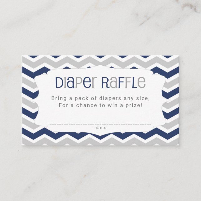 Navy Blue Baby Shower Diaper Raffle Tickets Enclosure Card (Front)