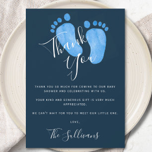 Navy Blue Baby Shower Thank You Card