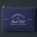 Navy Blue Bachelorette Bach Club Cosmetic Bag<br><div class="desc">Elegant navy blue bachelorette cosmetic bag featuring refined serif typography and a classic Bach Club design. Perfect for bachelorette weekends, bridal party gifts, and stylish travel essentials. Fully customizable — personalize the name, dates, and event details to match your celebration. A chic and practical keepsake for the bride and bridesmaids...</div>
