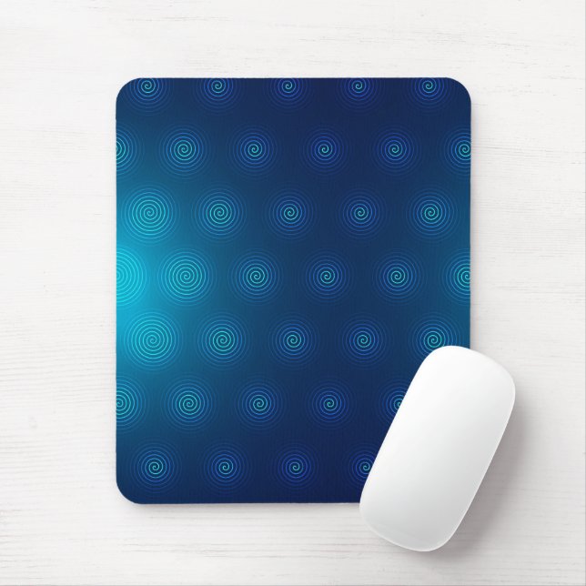Navy blue background with turquoise concentric  mouse mat (With Mouse)