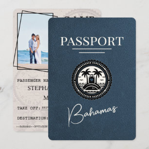 Navy Blue Bahamas Passport Save The Date