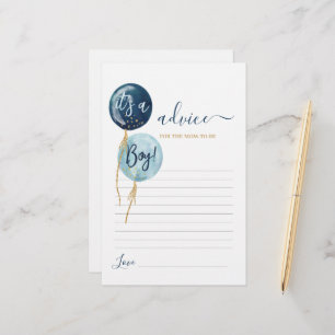 Navy Blue balloons boy Advice for Mum To Be card