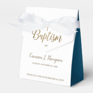 Navy Blue Baptism Cross Thank You Favour Box