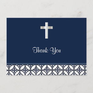 Navy Blue Baptism Thank You