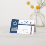 Navy Blue Bar Mitzvah Baseball Ticket Seating Place Card<br><div class="desc">Navy Blue Baseball Ticket style Seating Card to go with your sports themed Bar Mitzvah. Customise front and back. For enquiries about custom design changes by the independant designer please email paula@labellarue.com BEFORE you customise or place an order.</div>