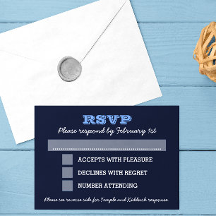 Navy Blue Bar Mitzvah Big RSVP with Options