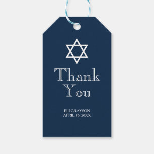 Navy Blue Bar Mitzvah Gift Tags