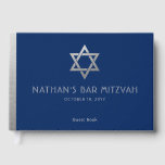 Navy Blue Bar Mitzvah Silver Star of David Custom Guest Book<br><div class="desc">Elegant modern blue and silver classic bar mitzvah personalised custom printed guest book with custom name,  date and Star of David.</div>