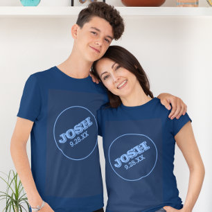 Navy Blue Bar Mitzvah with Name Logo T-Shirt