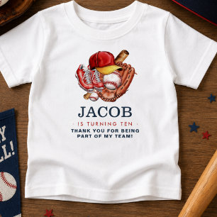 Navy Blue Baseball Kids Birthday Party Watercolor Baby T-Shirt