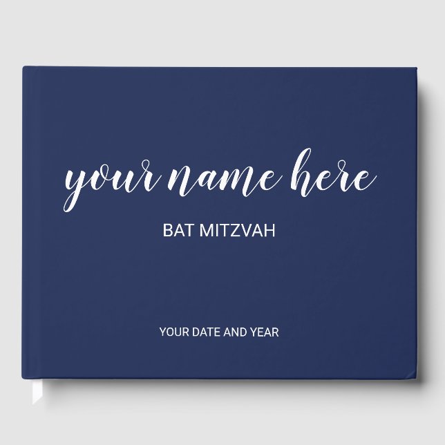 Navy Blue Bat Mitzvah Guestbook (Front)