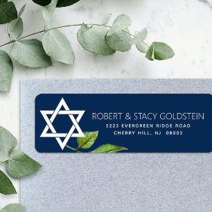 Navy Blue Bat Mitzvah Star of David Floral Address