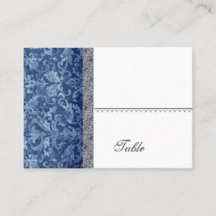 Navy Blue Batik Feeling  Damask Table Place Card