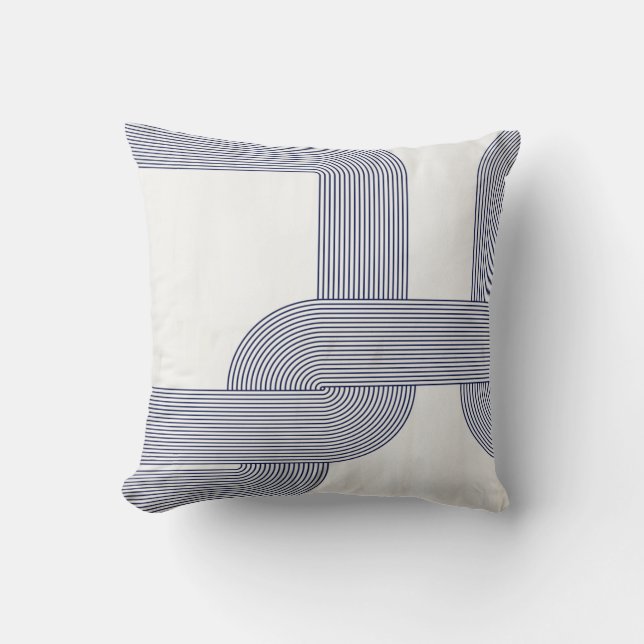 Navy Blue Bauhaus Design on Cream Cushion (Front)