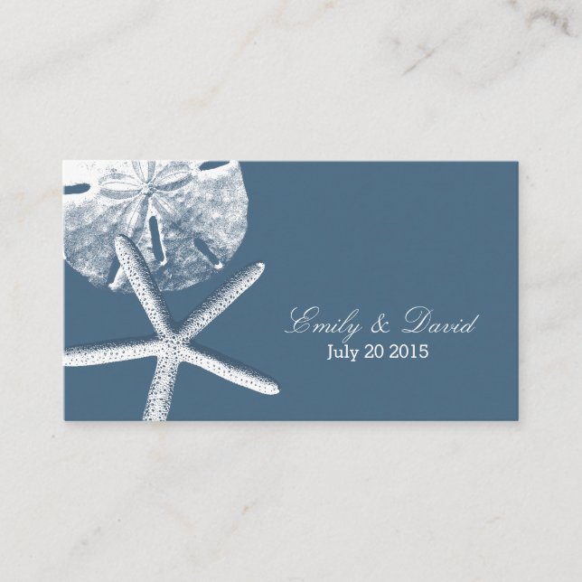 Navy Blue Beach Theme Wedding Website Insert Card (Front)