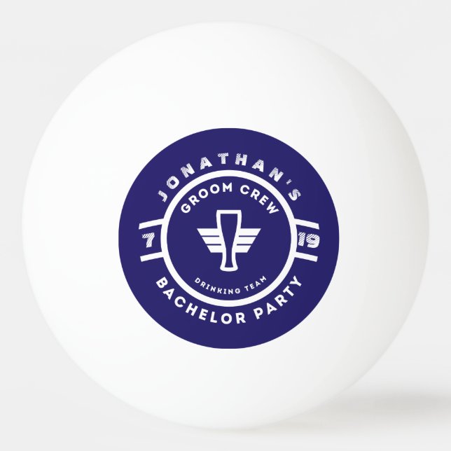 Navy Blue Beer Badge Bachelor Party Branding Ping Pong Ball (Front)