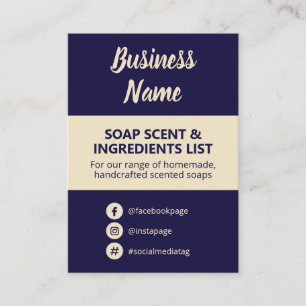 Navy Blue & Beige Soap Scent Ingredients List Business Card