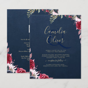Navy Blue Berry Floral Burgundy Winter Fall
