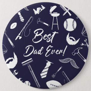 Navy Blue Best Dad Ever 6 Cm Round Badge