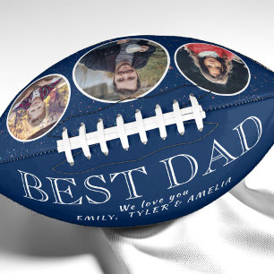 Navy Blue Best Dad Father`s Day 3 Photo Collage   American Football