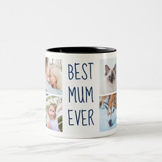 Navy Blue | Best Mum Ever Custom Photo Mug (Center)