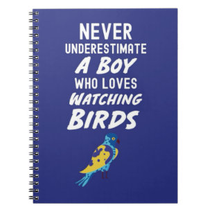 Navy Blue Bird Watching Gifts For Boys For Kids Notebook