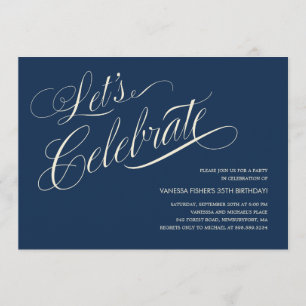 Navy Blue Birthday Invitations for Adults