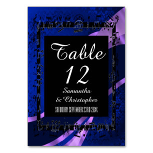Navy blue, black and mauve personalised number table number