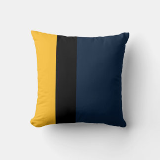 Navy blue black and mustard yellow colour block cushion