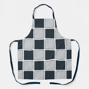 Navy Blue Black and White Chequerboard Apron