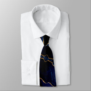 Navy Blue Black Gold Glitter Neck Tie