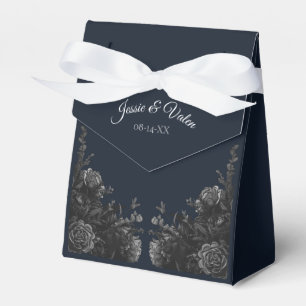 Navy Blue Black Grey Roses Gothic Wedding Favour Box