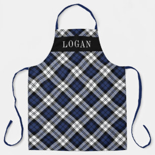 Navy Blue Black Watch Plaid Personalised Holiday Apron