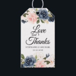 Navy Blue Blue Blush Pink Rose Botanical Gift Tags<br><div class="desc">Beautiful floral botanical wedding gift tag features hand-painted watercolor floral graphics / roses in rich tones of navy blue and blush pink / peach and charming hand lettering style font. Please contact me for any help in customisation or if you need any other product with this design.</div>