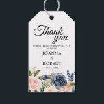 Navy Blue Blue Floral Botanical Gift Tags<br><div class="desc">Beautiful floral botanical wedding gift tag features hand-painted watercolor floral graphics / roses in rich tones of navy blue and blush pink / peach and charming hand lettering style font. Please contact me for any help in customisation or if you need any other product with this design.</div>