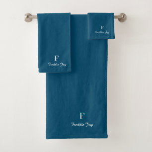 Navy Blue Blueminimalist stylish Bath Towel Set