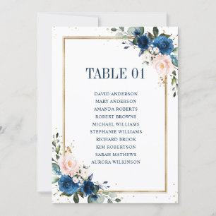 Navy Blue Blush Geometric Wedding Seating Chart Invitation